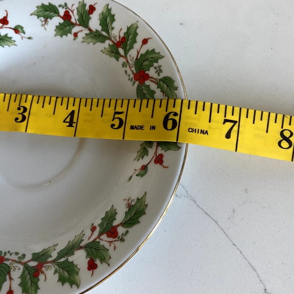 China Pearl Fine China Teacup and Saucer Set NOEL Christmas Holly Berry Holiday - Picture 3 of 9